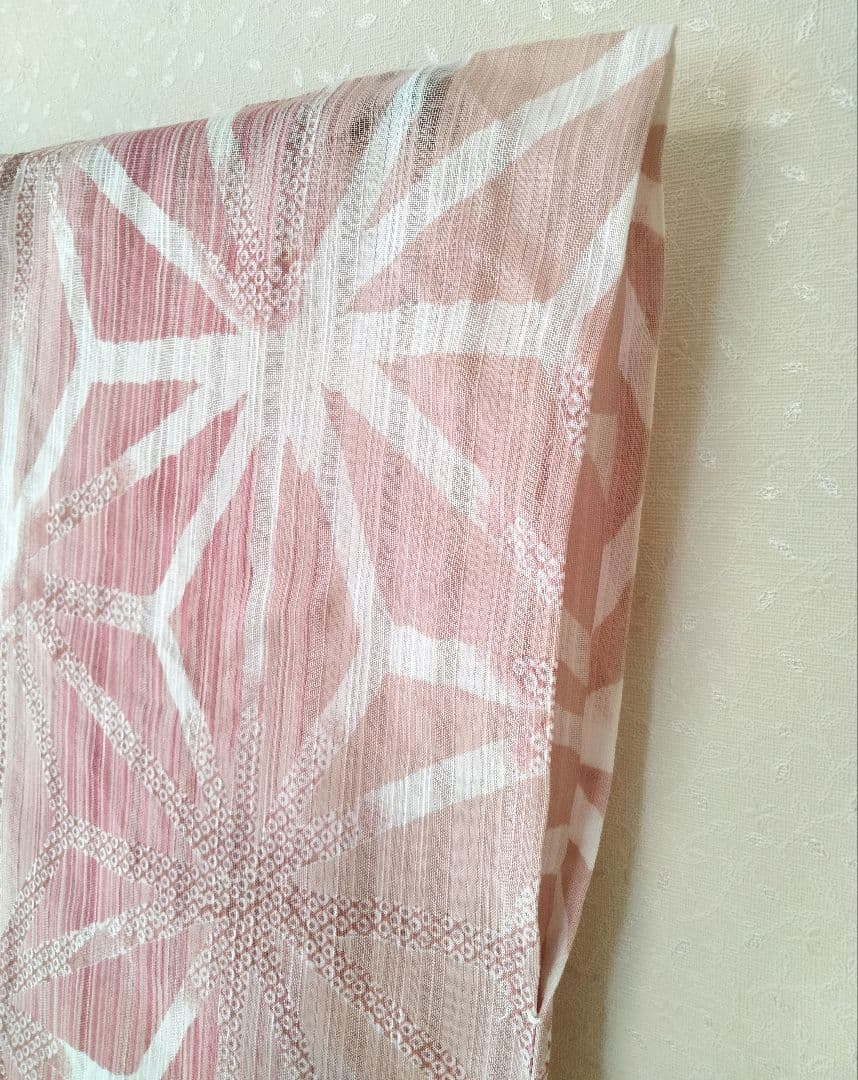 夢工房　浴衣　麻の葉　ピンク　レディース浴衣　古典柄　透かし織