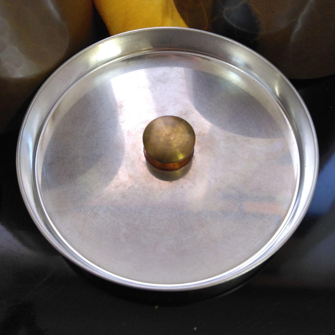 玉川堂　茶筒・茶匙【亀甲文】鋲打　銅器