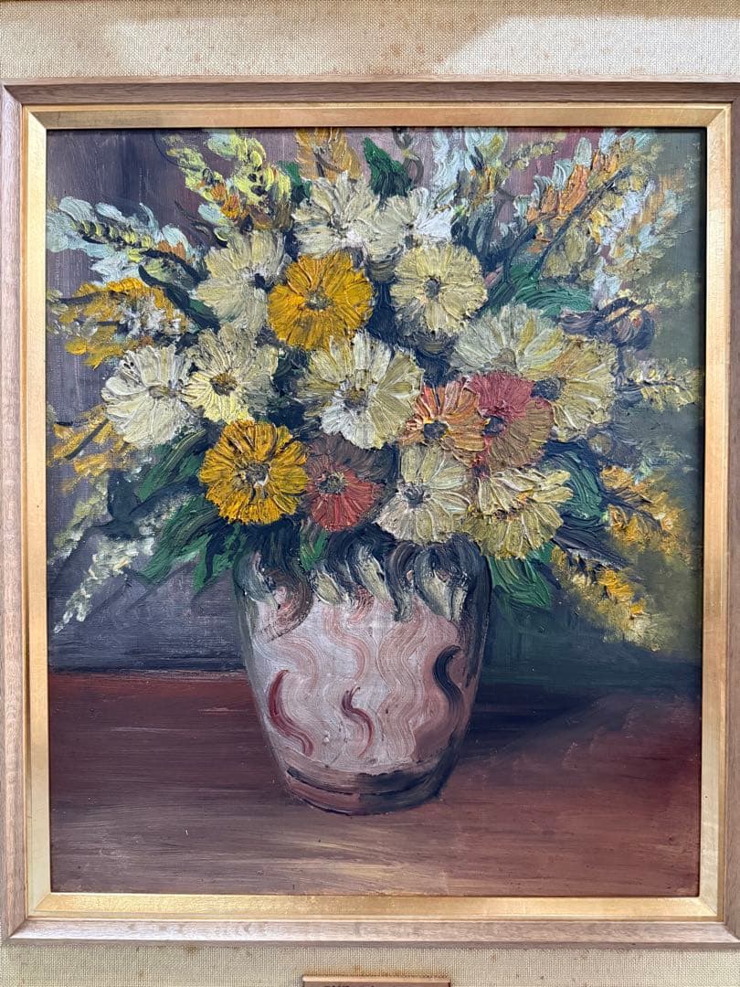 フランス　近代絵画の父　Paul Uzzano 花瓶に生けた花　模写F10サイズ