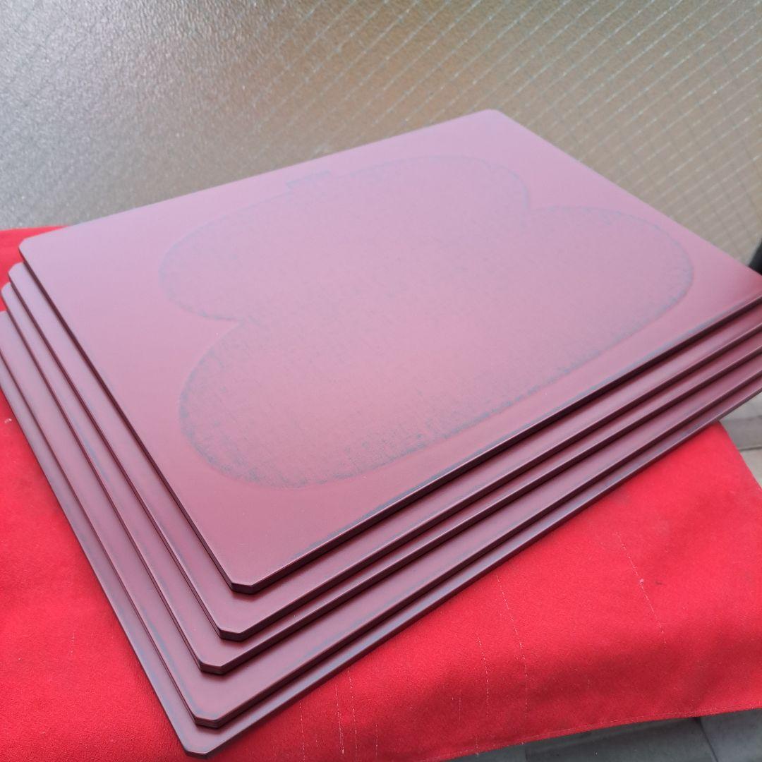 【越前漆器　尺4サイズ　長角ランチョンマット×5客】木製※MDF　瓢箪柄　根来