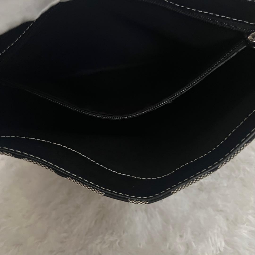 COACH シグネチャー ワンショルダー ブラック×グレー キャンバス レザー