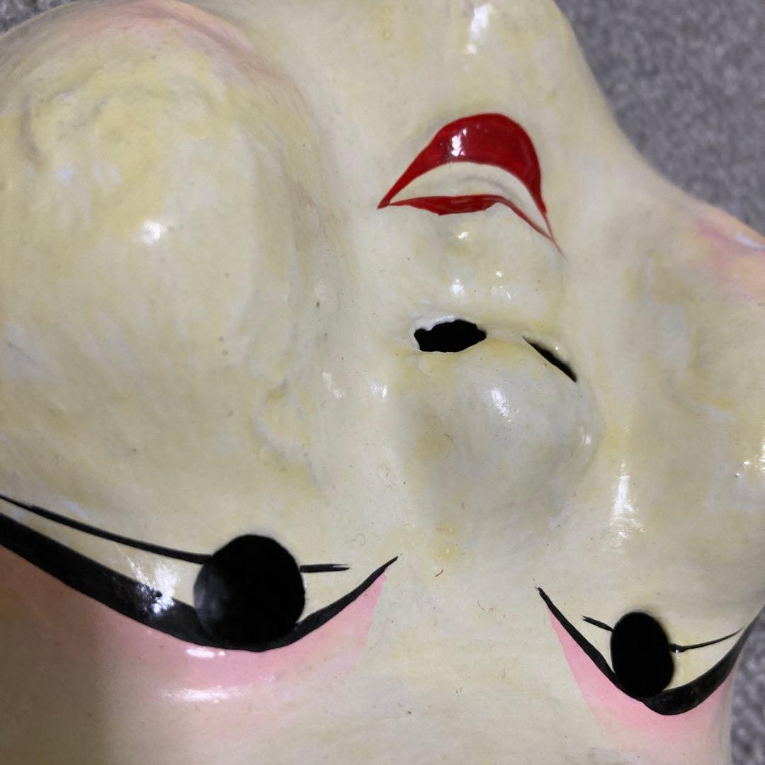 明治期 張り子 お多福面 おかめ面 ヴィンテージ 民俗仮面 古道具 骨董品 2