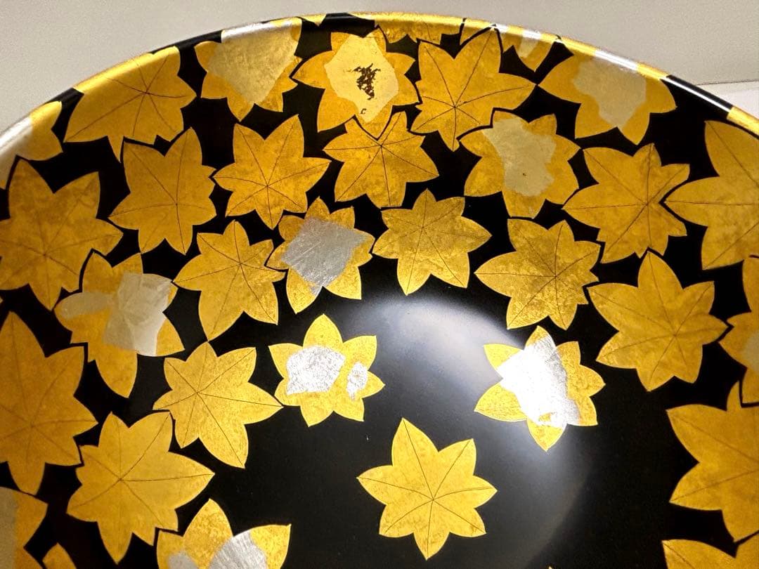 高級漆器　京都　アソベ　紅葉蒔絵　菓子鉢　深鉢　少々難あり　未使用