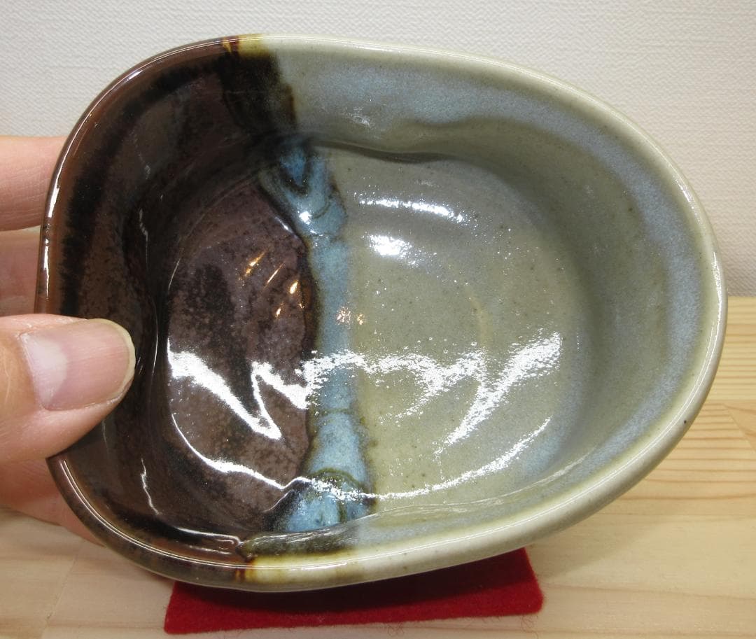 送料込【逢絢亭】茶道具 茶碗 膳所焼 沓形 掛分 陽炎園 岩崎新定 共箱入