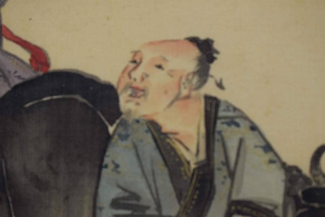 【真作】犬伏真渕/牛上の女図/美人画/掛軸☆宝船☆Y-282　JM