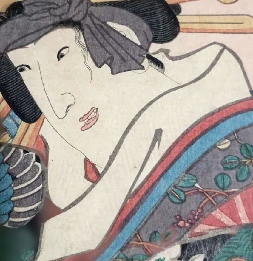 浮世絵版画、花揃の内二枚綴り、三代歌川豊国画安政5年出版