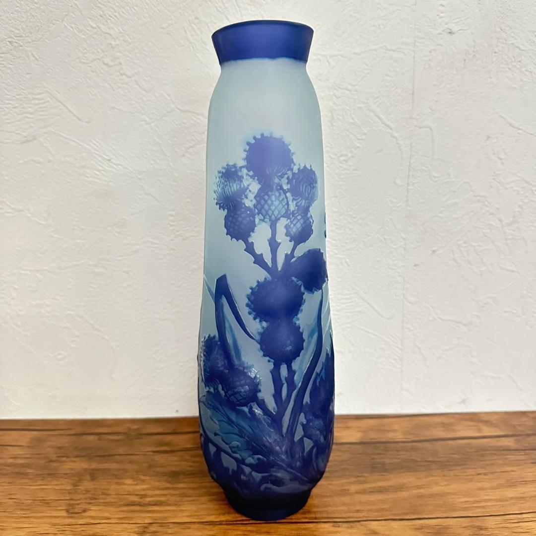 【証明書】 エミールガレ　芥子紋　　花瓶　技法スフレ　被せガラス　高さ28cm