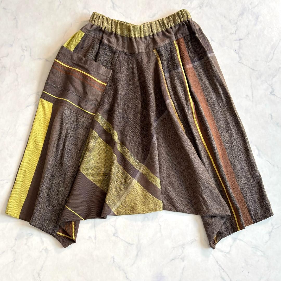 タマキニイメ サルエルパンツ タルンパンツ ブラウン イエロー rs3