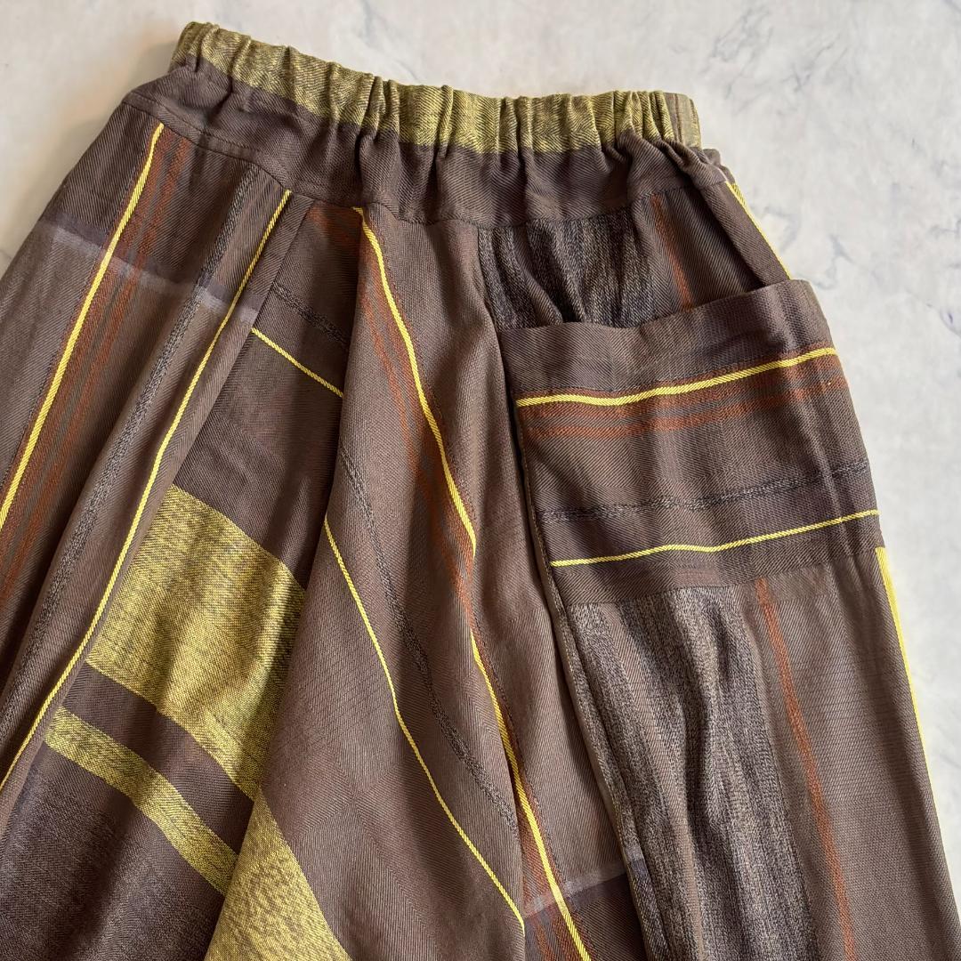 タマキニイメ サルエルパンツ タルンパンツ ブラウン イエロー rs3