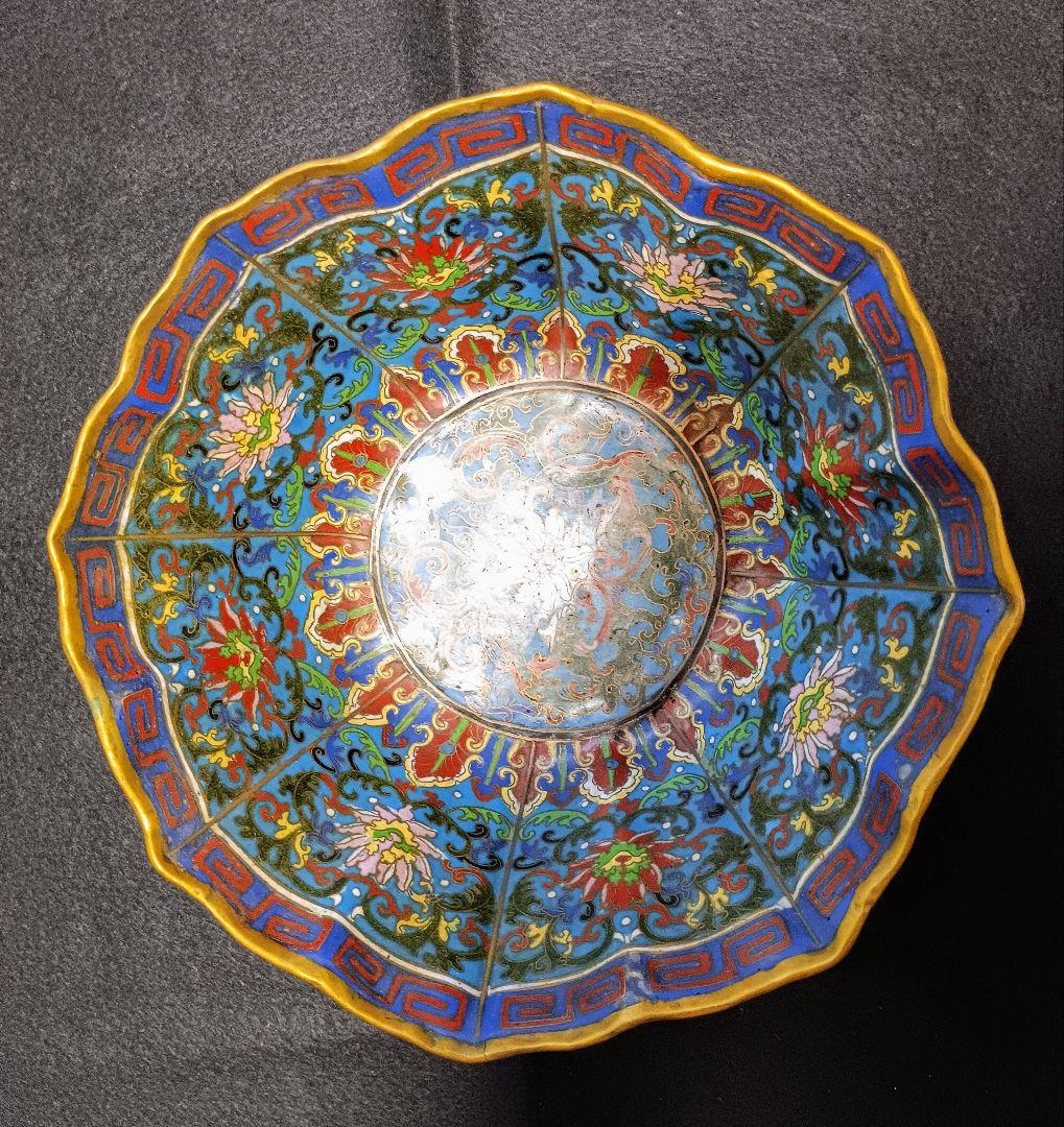 鉢　七宝焼き　倣古　置物　中国　大きい　オブジェ　工芸品　インテリア　入れ物　器