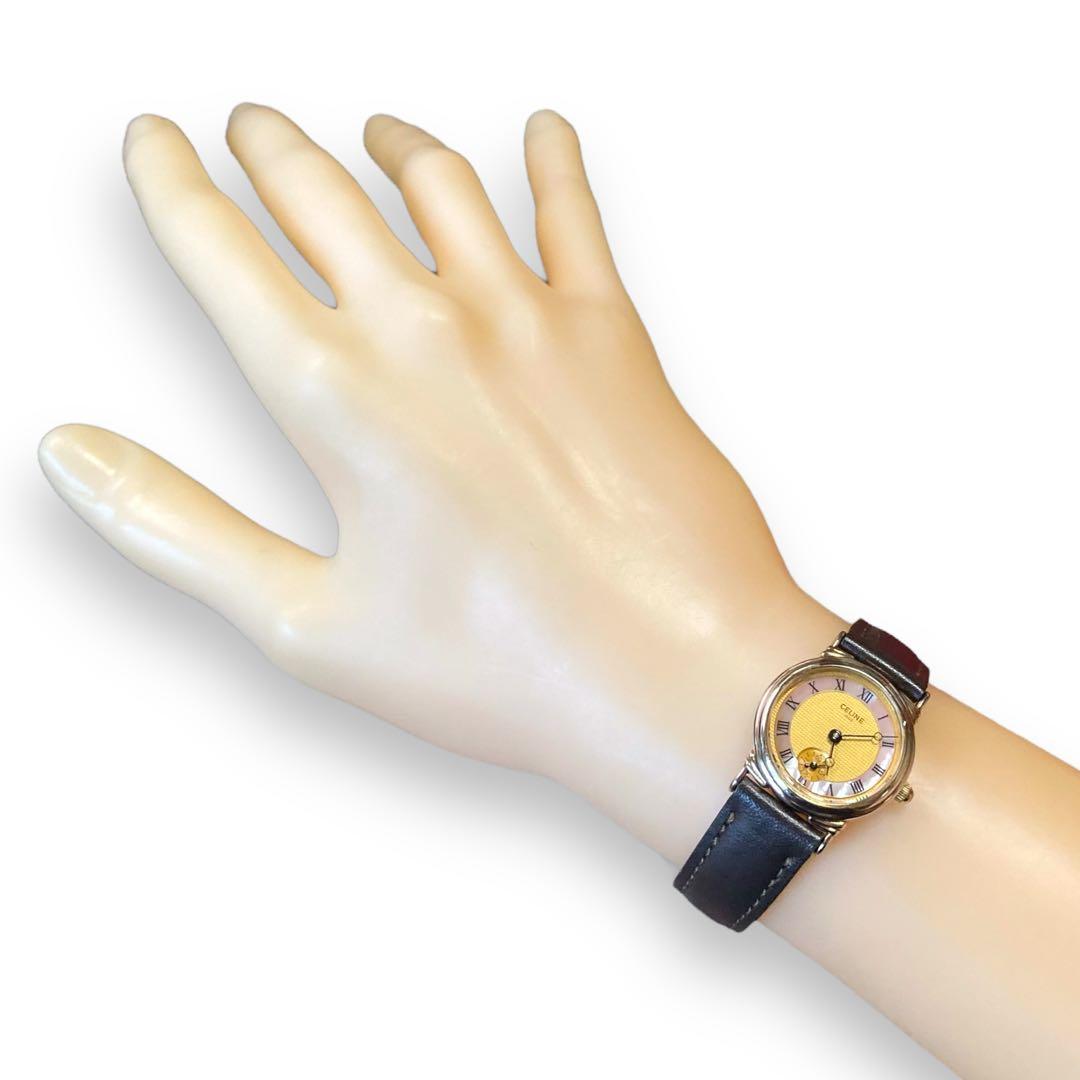 Ⴤ1336ꕤ美品 CELINE セリーヌ 腕時計 2針 スモセコ クォーツ