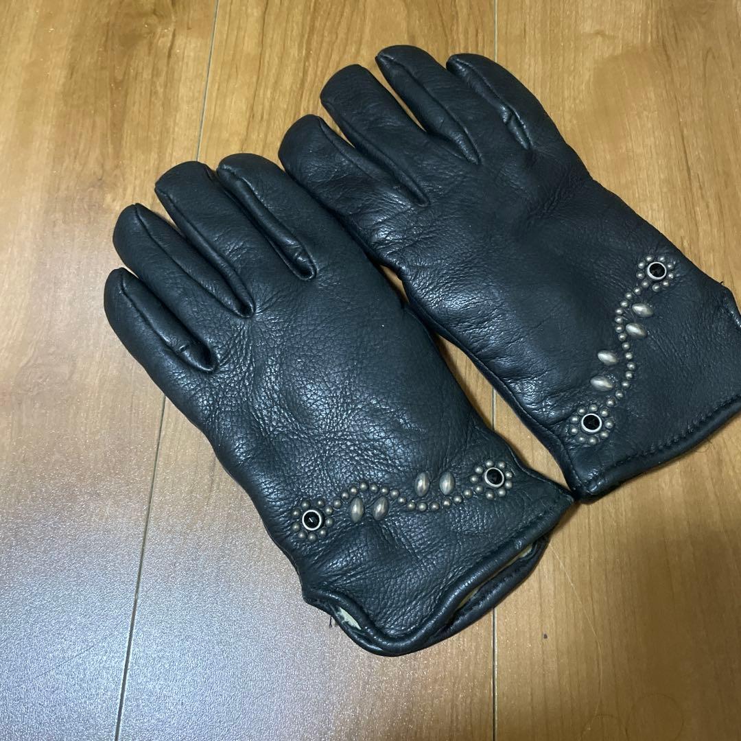HTCレザーグローブ 手袋 フラワースタッズ　フリーサイズ