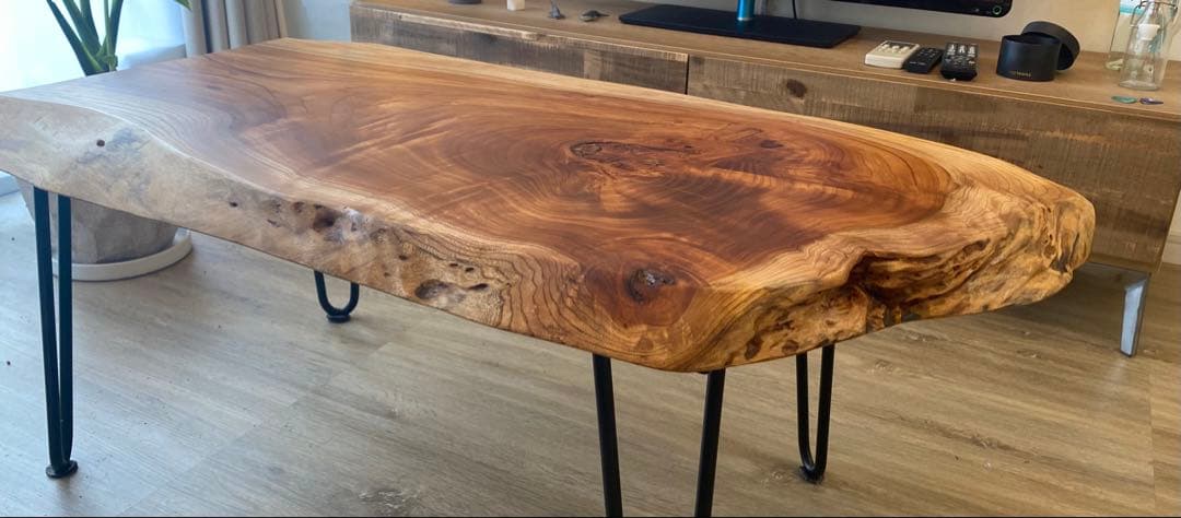 けやき　欅　天然板　一枚板　ローテーブル　無垢材