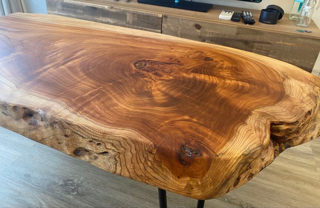 けやき　欅　天然板　一枚板　ローテーブル　無垢材