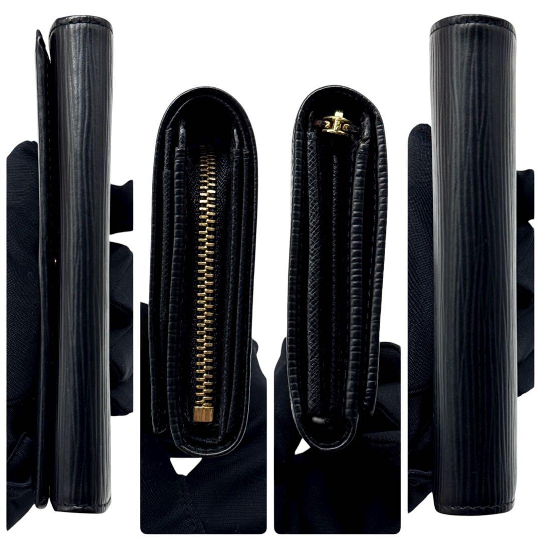 ルイヴィトン エピ ポルトフォイユ トレゾール 二つ折り財布 黒 ブラック