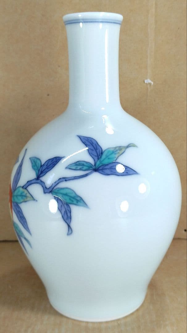 【本物保証】十三代今泉今右衛門 錦桃絵花瓶 共箱 栞 人間国宝 未使用