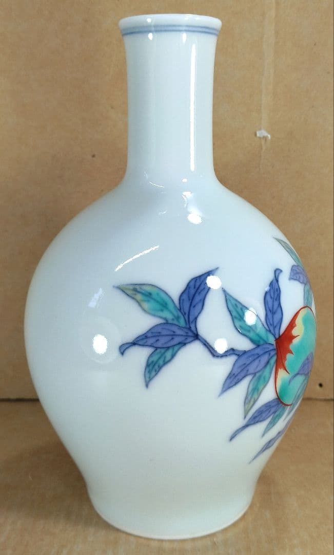 【本物保証】十三代今泉今右衛門 錦桃絵花瓶 共箱 栞 人間国宝 未使用