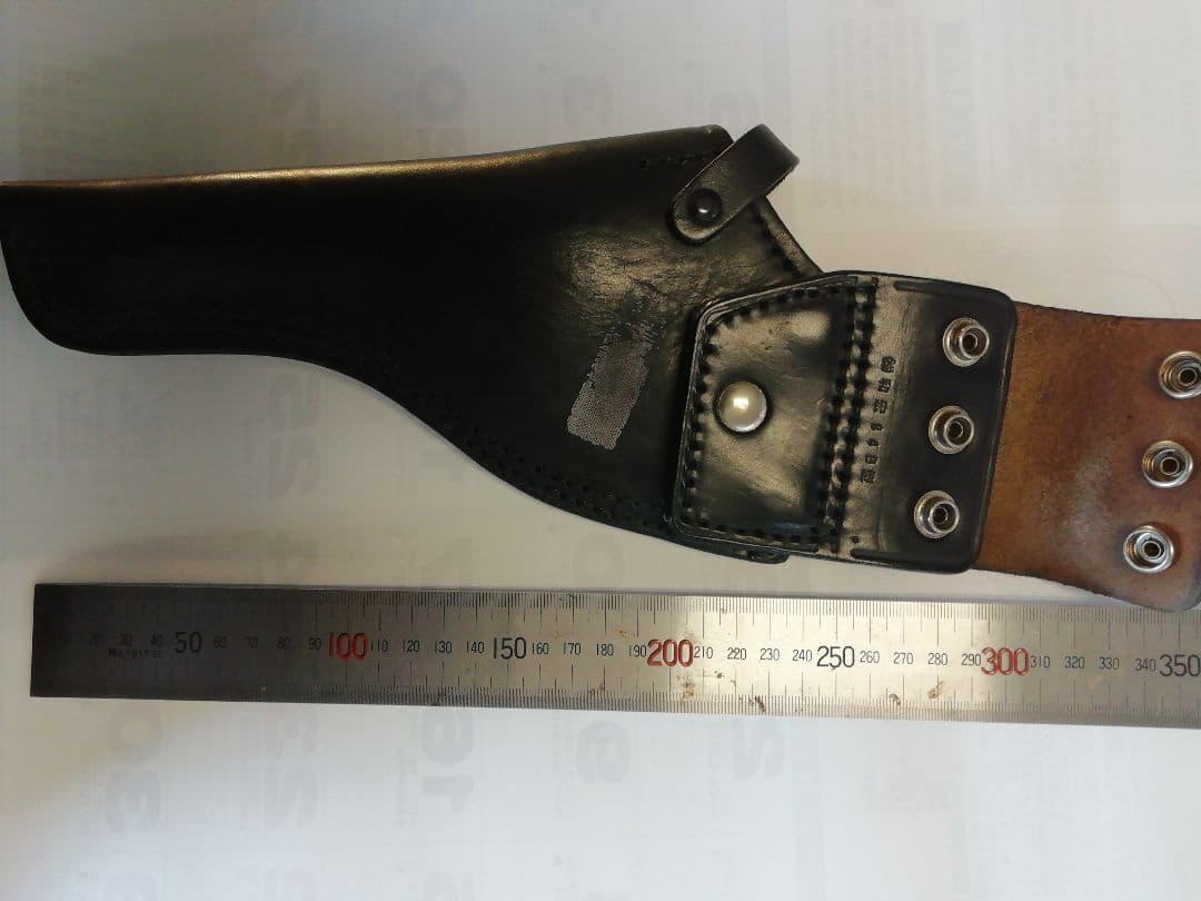 ブラックレザー 右利き用ホルスター　個人装備品　株和宏製造