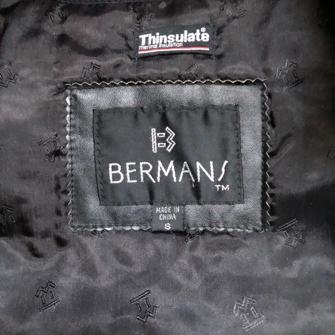 BERMANS 本革ライダースジャケット　黒　スリーエムシンサレート★★★