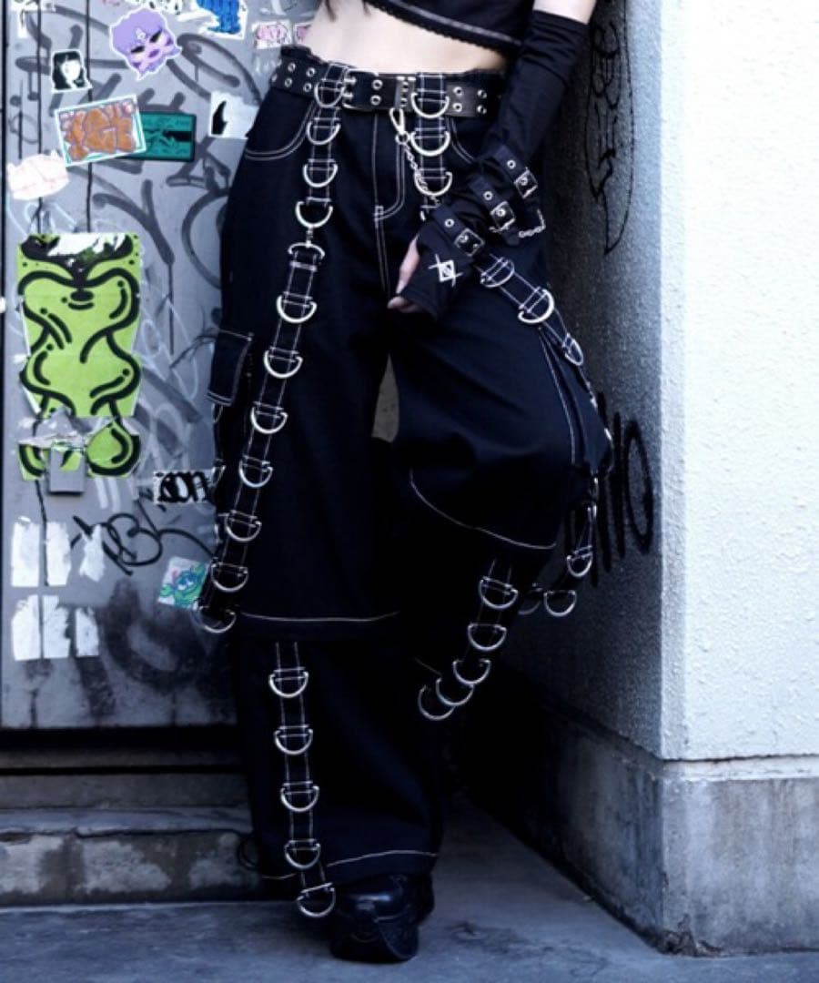 美品 REFLEM　レフレム　2WAYワイドカーゴパンツ　Dリング　ブラック