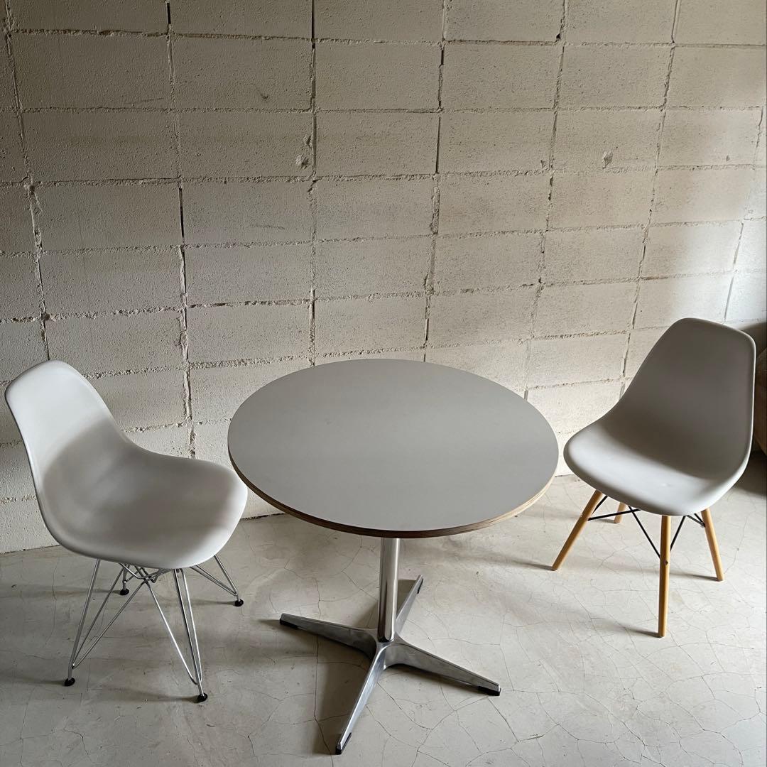 ラウンドテーブル　シェルチェア 3点セット　ミッドセンチュリー　カフェテーブル