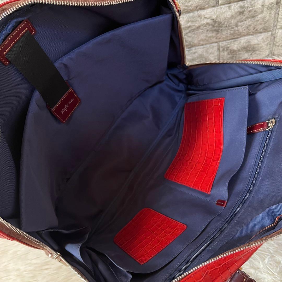 【美品】キーファーノイ　アモーレ　クロコ型押し　レザー　ブリーフケース