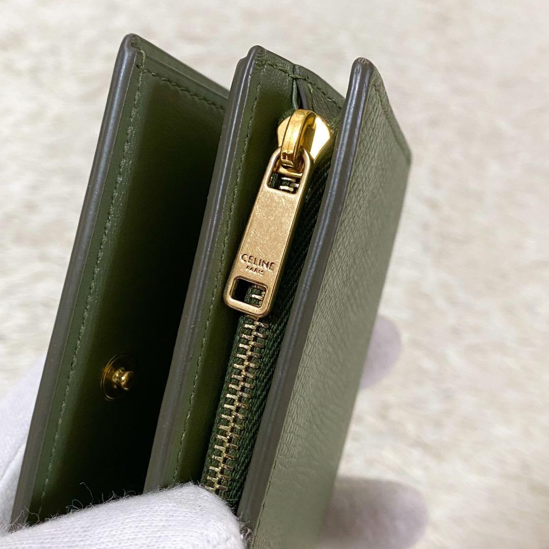 近代モデル【極美品】セリーヌ コンパクトウォレット グリーン ユニセックス