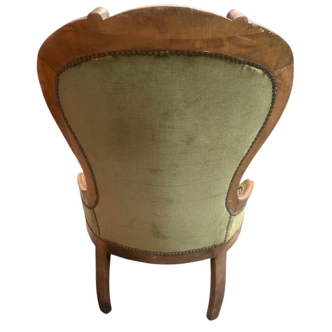 イタリア家具 チェア 一人掛け アンティーク調 猫脚 ベルベット 緑　洋風