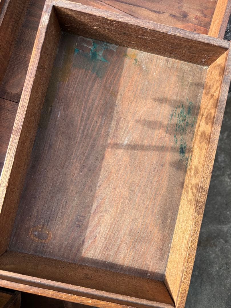 アンティーク　レトロ　木製デスク 5引き出し付き