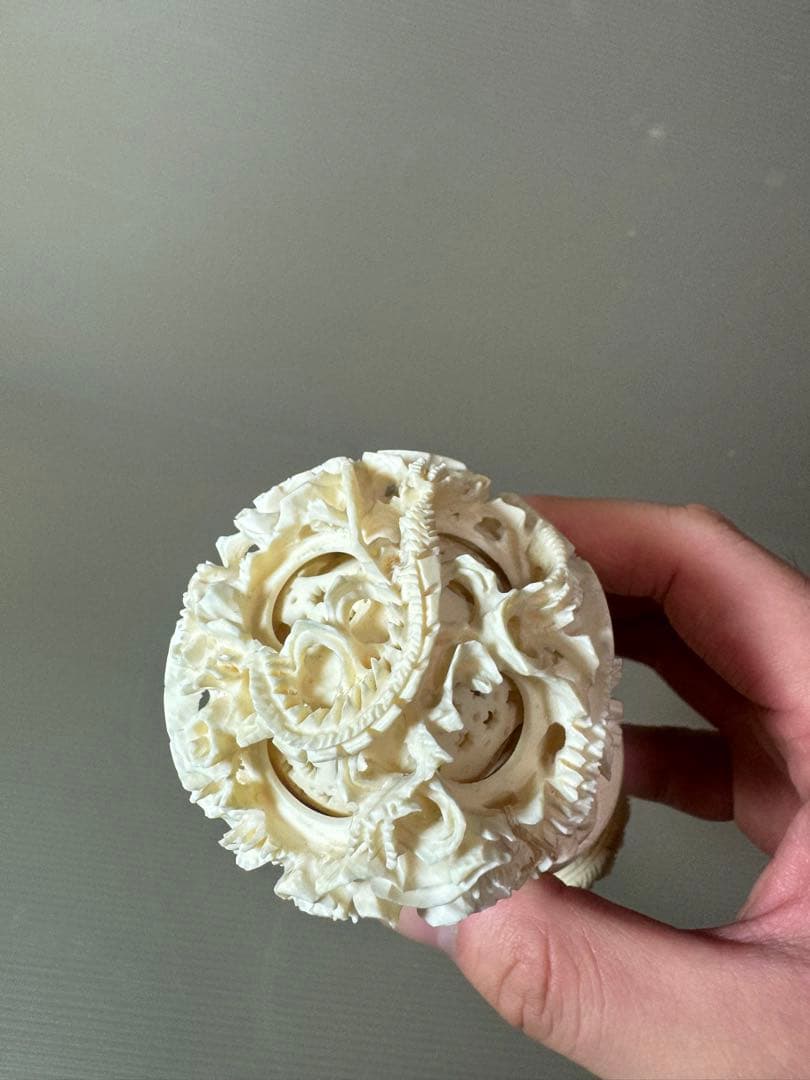 2736 中国美術 天球 多層球　龍の置物 象の置物 精密彫刻　工芸品