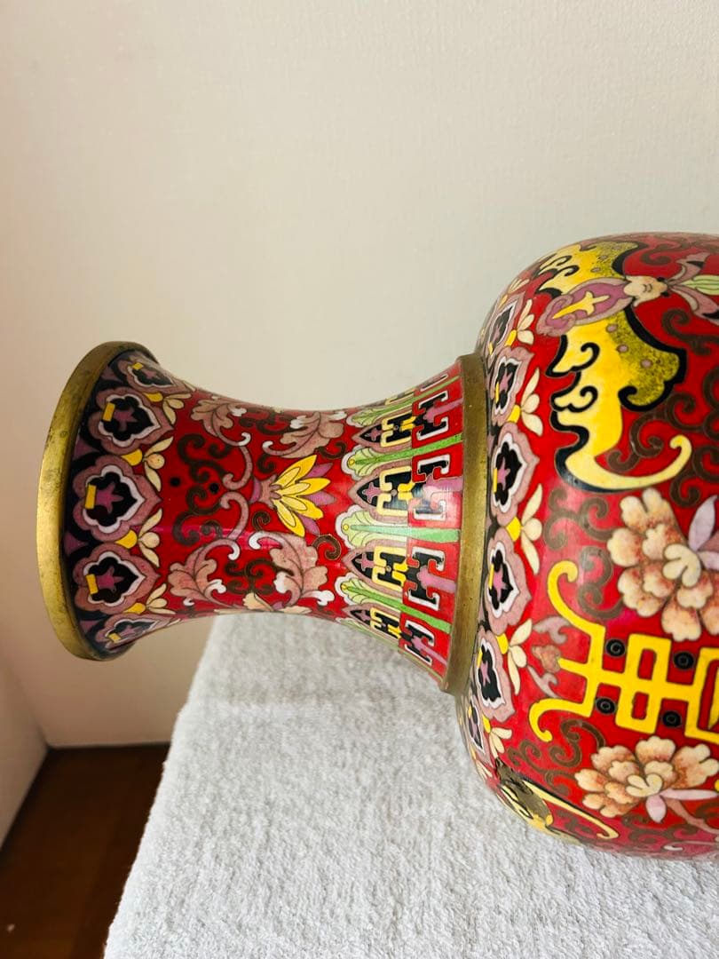 中国美術　七宝大花瓶　高さ39cm