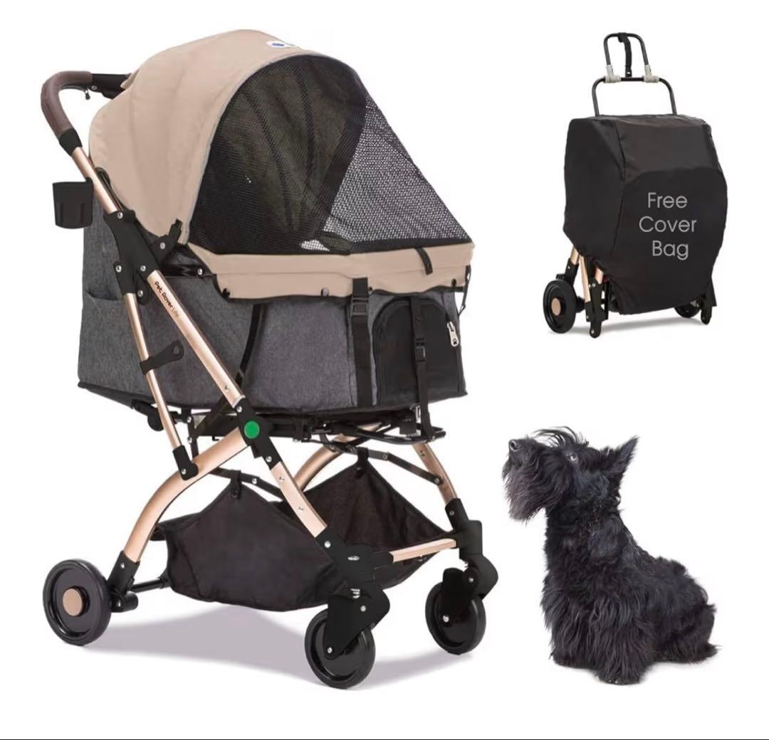 ベージュ ペットカート 一体型スタンダード 小、中型犬、多頭OK