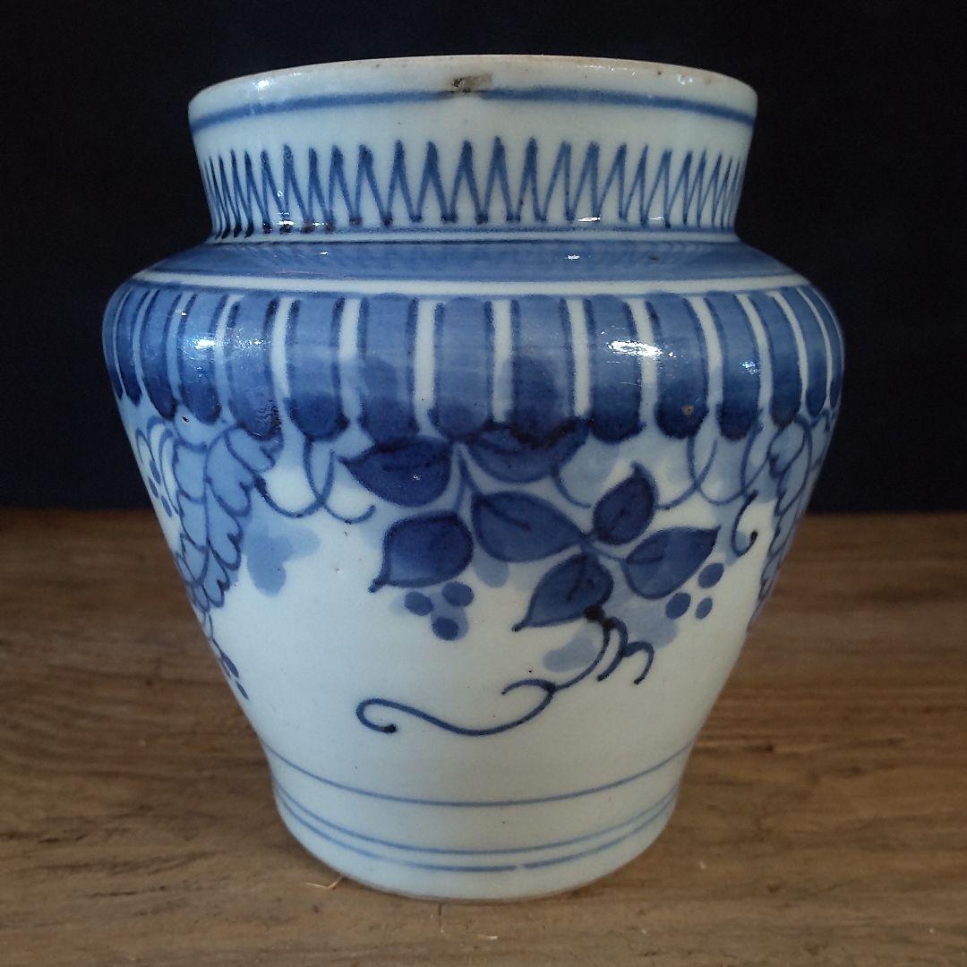 小壺　藍九谷　江戸時代1660〜70頃