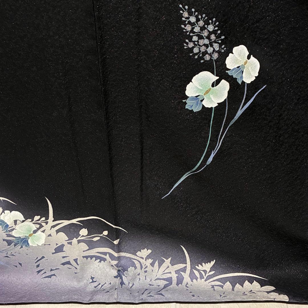 D12 訪問着 京友禅の巨匠 頼田勉 胡蝶蘭 金通し 正絹 着物 袷 極美品