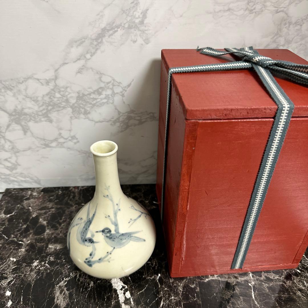 李朝、分院窯、花鳥図、完品！箱。