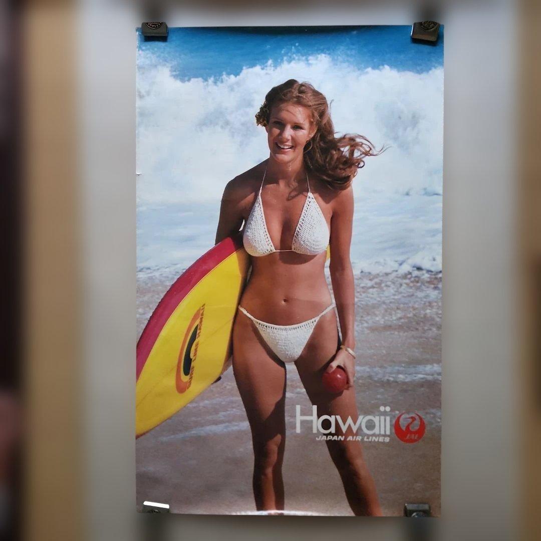 JAL ハワイ 日本航空 70s ビキニ サーフィン 企業ポスター 昭和レトロ