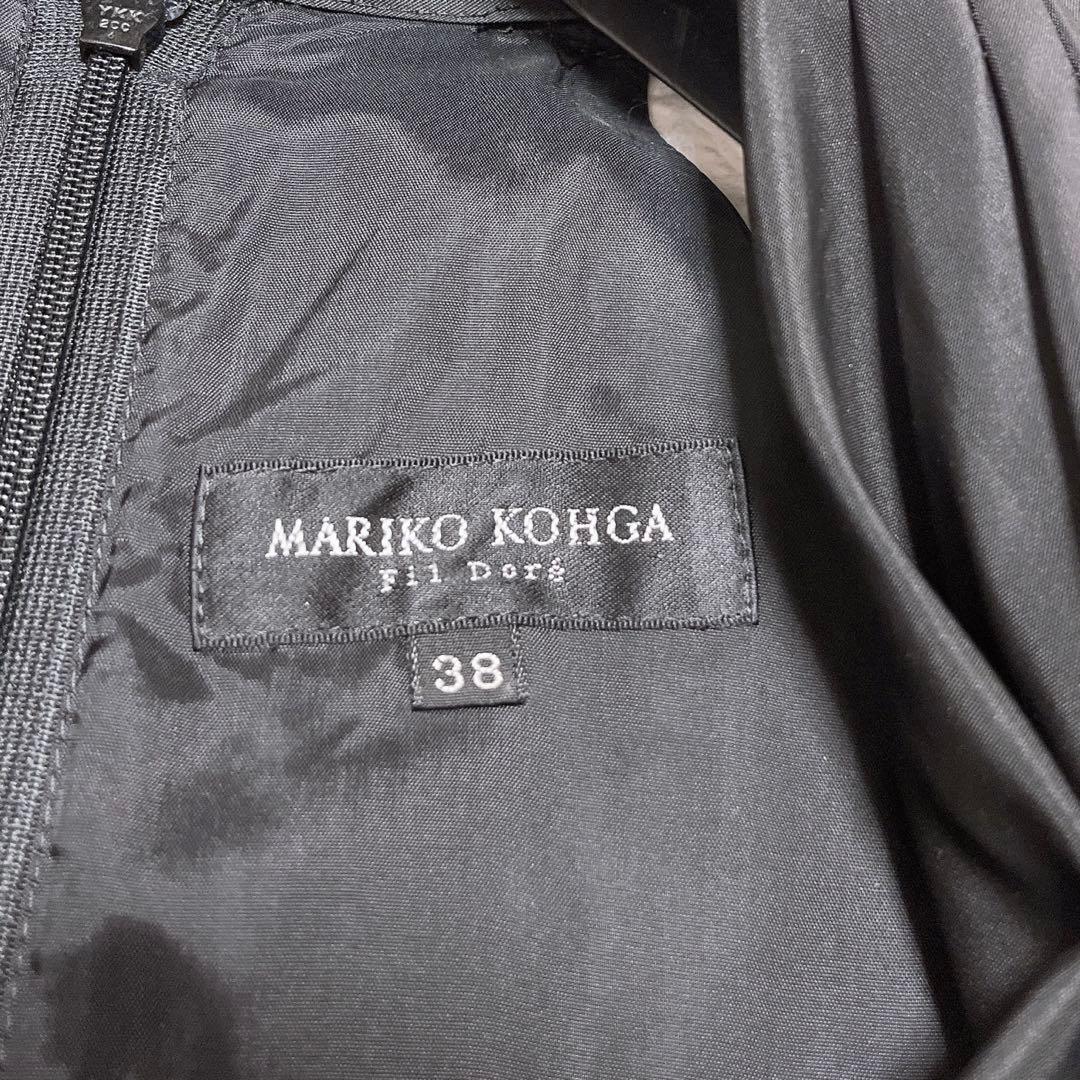 東京ソワール マリココウガ ホルターネック ドレス Vネック フレア 黒 38