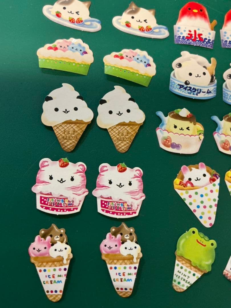 平成レトロ スイーツ 動物 アニマル フレークシール 当時物　たべもの　シール