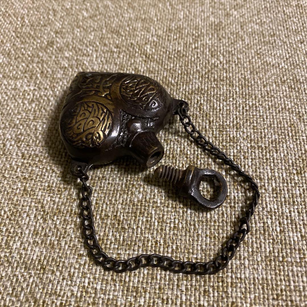 アンティーク ハート型金属製火薬入れ