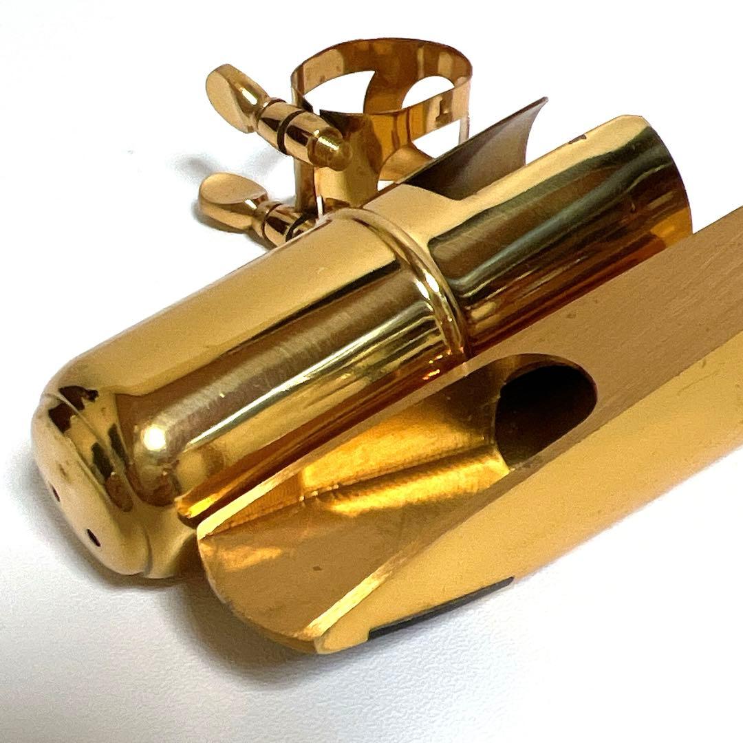 【良品】テナーサックス用 メタルマウスピース ゴールド　リガチャー　83g