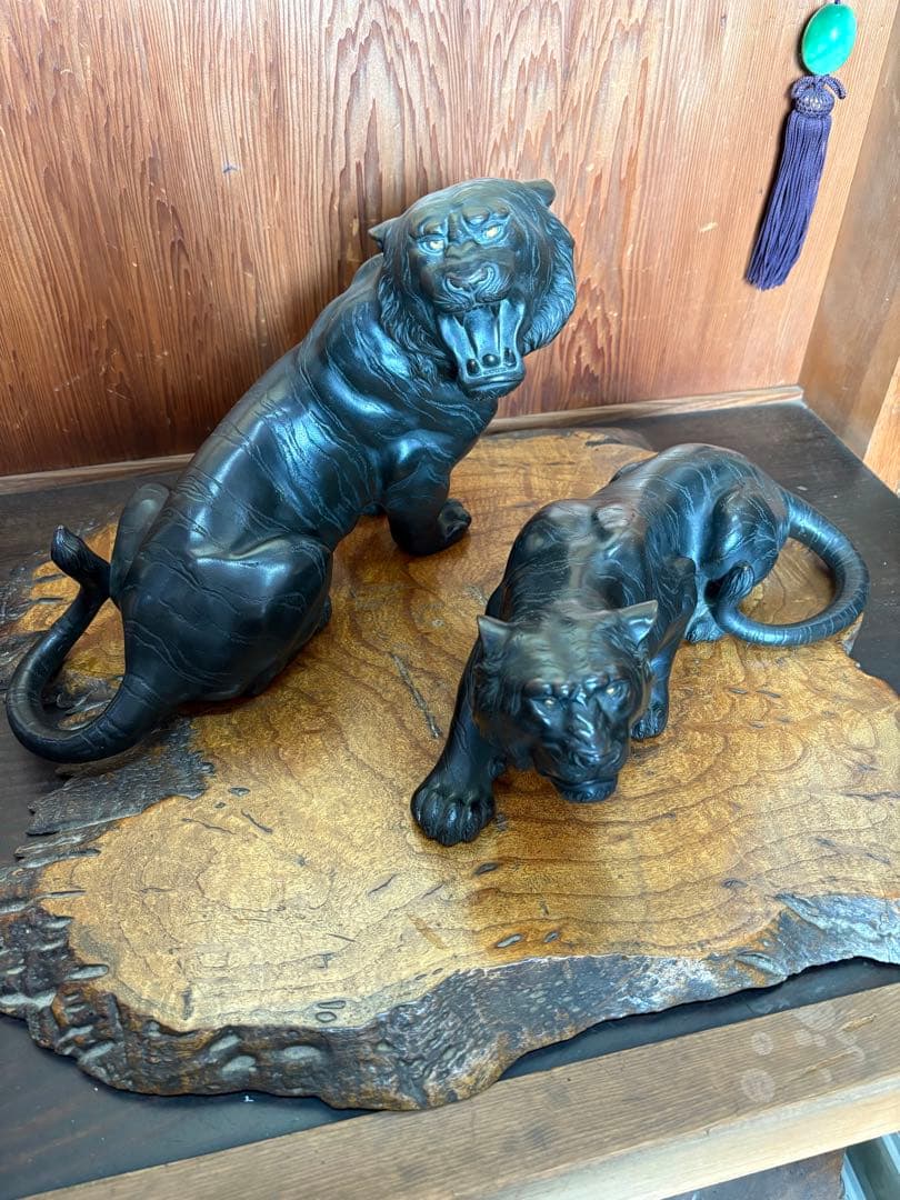 稀少品 置物 銅製 虎 高橋凌雲 造