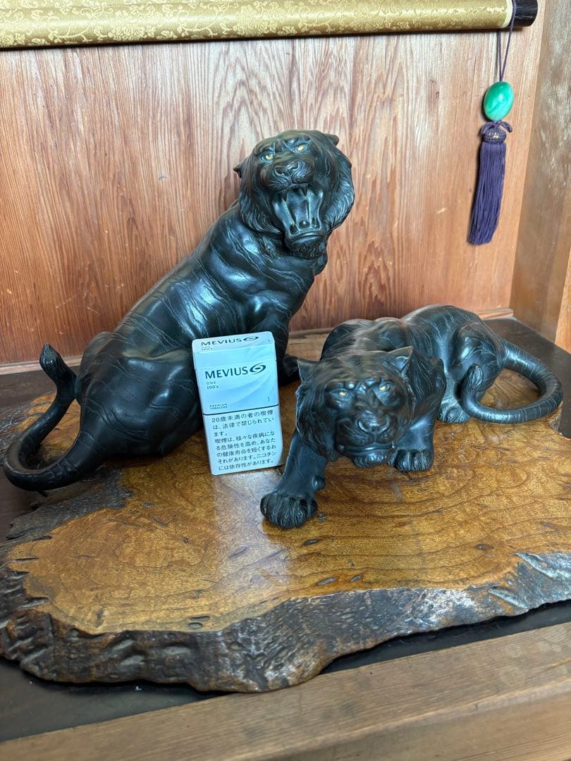 稀少品 置物 銅製 虎 高橋凌雲 造