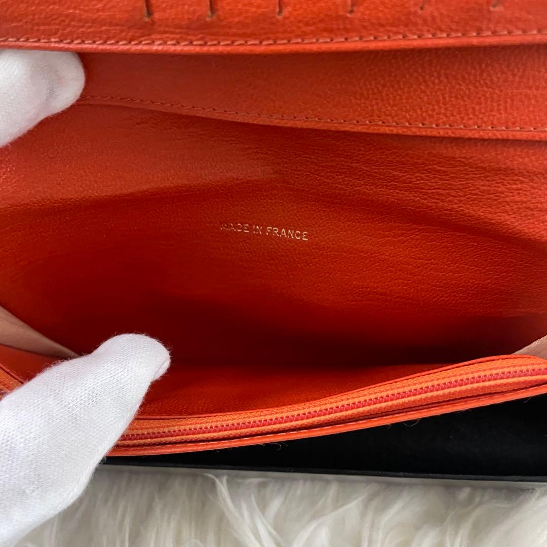 シャネル 長財布 ファスナー付き 財布 ココマーク オレンジ CHANEL