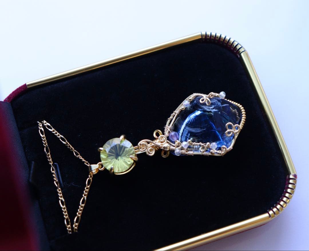 アースシャーマンアンダラクリスタル×レモンクォーツのワイヤージュエリーネックレス