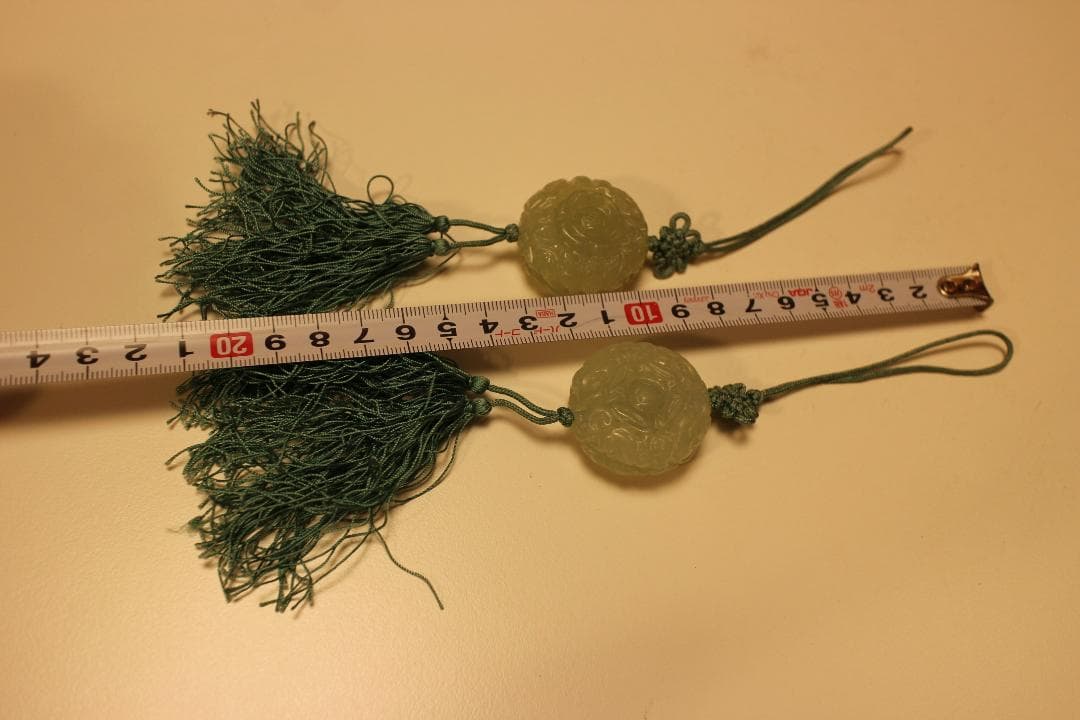 時代青い房飾り付き玉石製ペンダント2点　唐物掛軸茶道具古美術中国