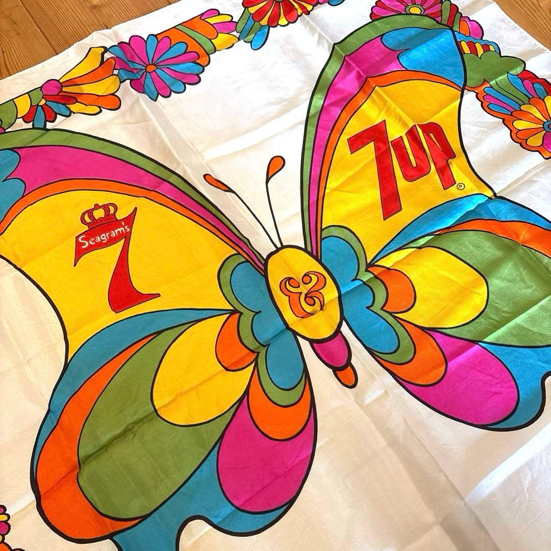 1969年　セブンアップ　ピーターマックス　スカーフ　バタフライ