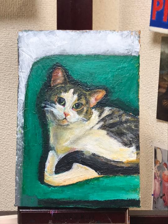アクリル画 猫 動物 絵画