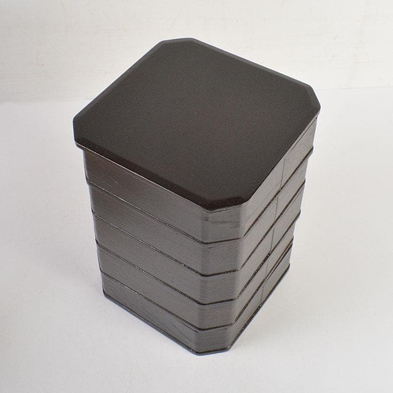 茶道具　黒真塗　縁高重　五段重箱　N　6770C