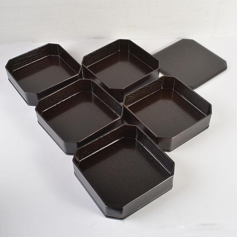 茶道具　黒真塗　縁高重　五段重箱　N　6770C