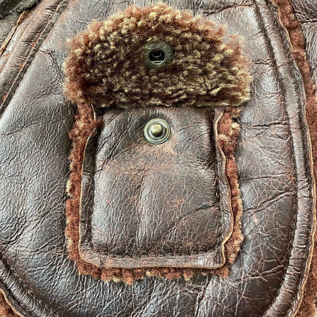 アヴィレックス　裏ボアムートンレザーライダースジャケット ブラウン L